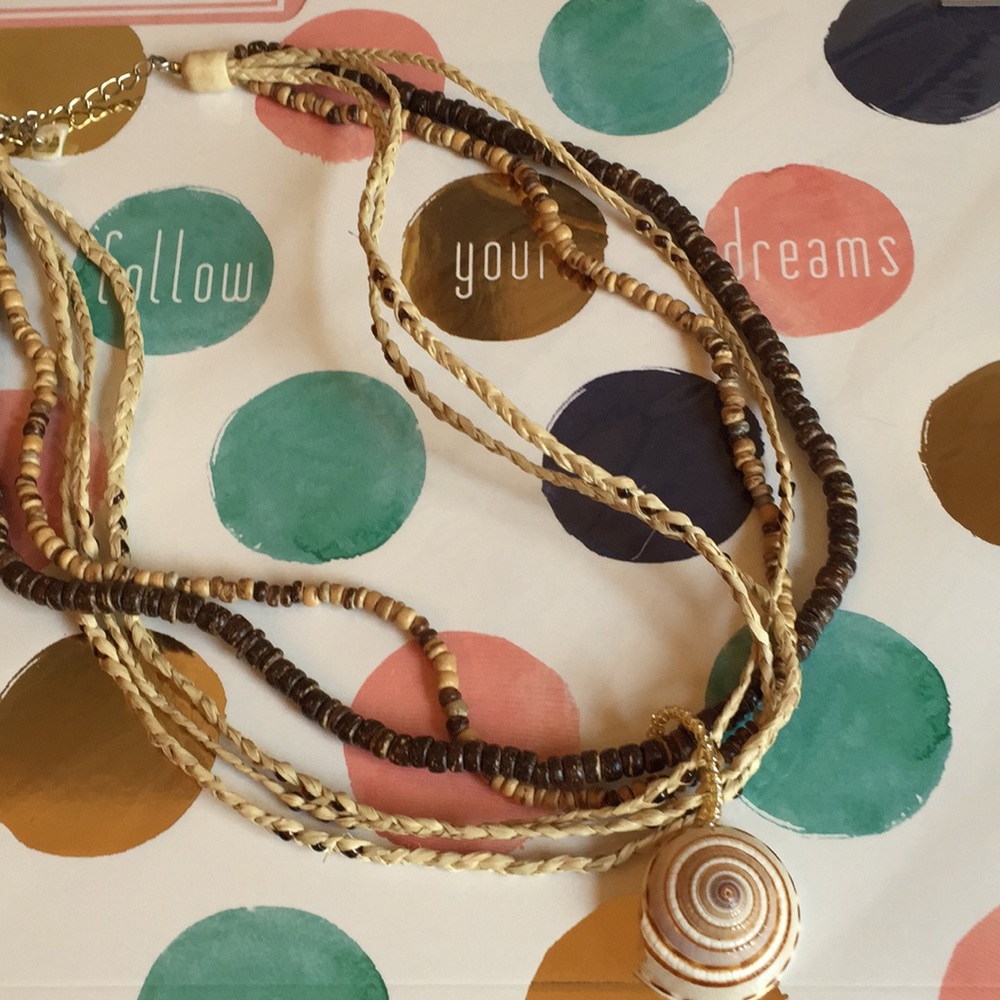 Bahamian Shell and Puca Beaded Necklace